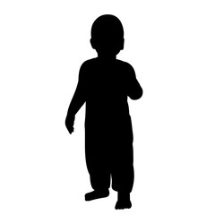 white background, black silhouette baby stands