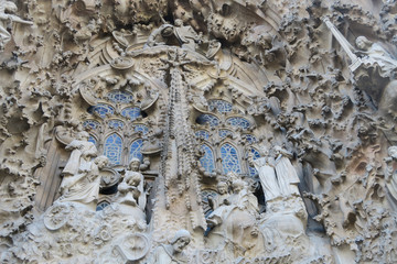 Barcelona, Spanien: Sagrada Familia Detail Portal Passionsfassade 