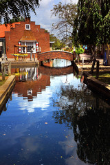 Bridge Spans Cannal in Dutch Village