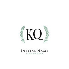 KQ Initial handwriting logo vector