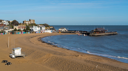 BROADSTAIRS, KENT/UK - JANUARY 29 : View of Broadstairs beach on January 29, 2020. Unidentified...