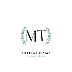 MT Initial handwriting logo vector