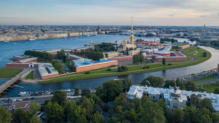 evening historical center of Saint Petersburg from a height of flight