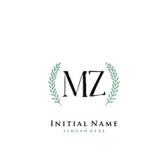 MZ Initial handwriting logo vector