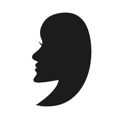 Silhouette of a beautiful young woman's face