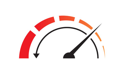 Fast acceleration speedometer icon isolated on white background.