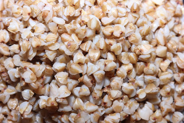 The texture of the porridge, buckwheat groats, brown, texture garnish.