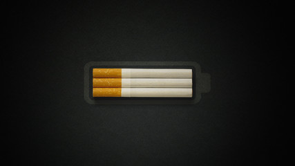 Cigarette drains out your energy battery level low concept quit smoking concept bad habit addiction