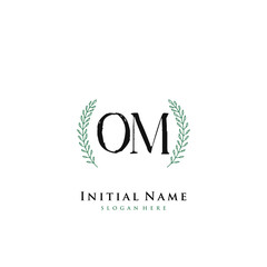 OM Initial handwriting logo vector