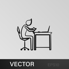 Office man read book in work outline icon. Element of office life illustration. Premium quality graphic design icon. Signs and symbols collection icon for websites, mobile app