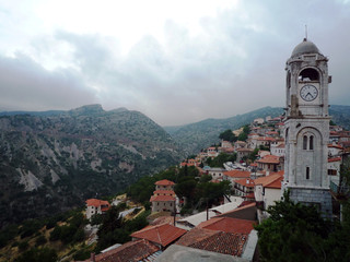 Side view of Traditional settlement of Dimitsana, Greece