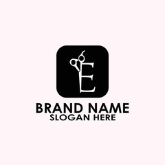 logo letter e haircut vector design