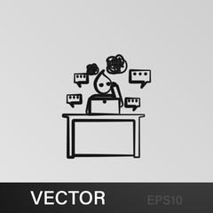 Mixed work office chat notebook outline icon. Element of office life illustration. Premium quality graphic design icon. Signs and symbols collection icon for websites, mobile app