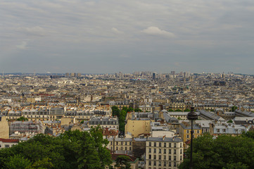 Fototapeta na wymiar Panoramic bird view over downtown of Paris during sunset, Paris, France