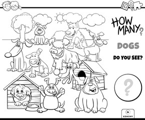 Fototapeta na wymiar counting dogs educational task color book