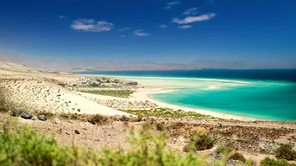 Fotobehang Sotavento Beach, Fuerteventura, Canarische Eilanden Risco del Paso op Fuerteventura, Canarische Eilanden