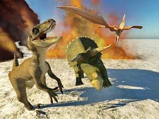Dinosaur doomsday coming on 3d rendering © satori