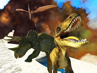 Dinosaur doomsday coming on 3d rendering © satori