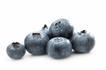Blueberries isolated against white - macro shot