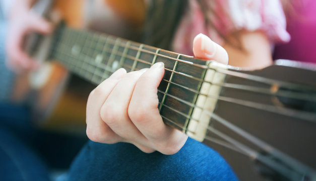 Music Woman Play Acoustic Guitar