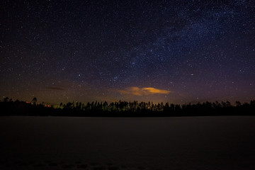 one million stars during the sunrise, Sweden. long exposure. Milky way