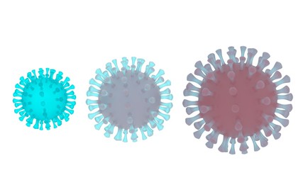 Virus mutation. Virus evolution. 3D-rendering concept illustration. Coronavirus mutation or evolution. 