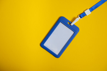 Security Badge on yellow background, invitation letter concept, job finding