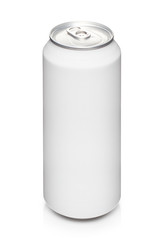 Closed white aluminium can, isolated on white background