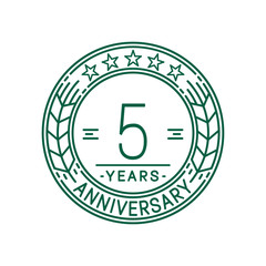 5 years anniversary celebration logo template. Line art vector and illustration.