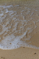 Caspian Sea. Clear sea water. The sea is blue with small waves. selective focus