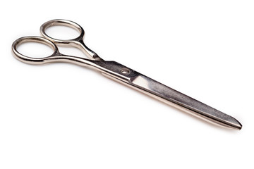 Metal scissors isolated on white background