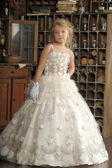 Princess in a white dress. Flowergirl, event.