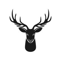 Deer head silhouette on white background