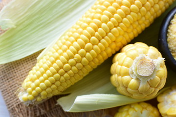  fresh organic corn in leaf, shelled and powdered