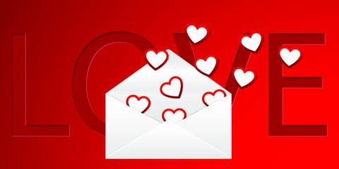 Happy Valentine's Day Design. envelope on  Love in a romantic background - vector. 