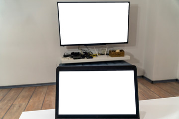 Cast laptop on a smart tv concept