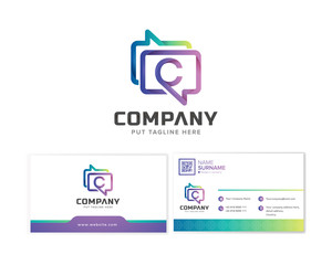 Fototapeta na wymiar Messaging company logo template with business card
