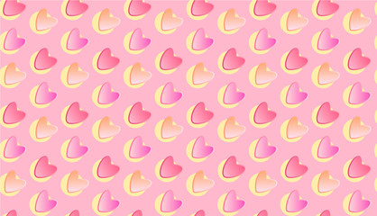 Pink cute romantic seamless texture with colored hearts. Sweet love texture for postcards, banners, posters, websites. Valentine's day topic