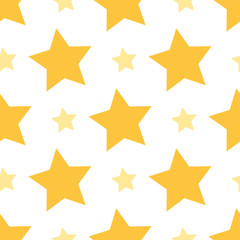 Obraz premium Seamless pattern with yellow stars on white background for plaid, fabric, textile, clothes, cards, post cards, scrapbooking paper, tablecloth and other things. Vector image.