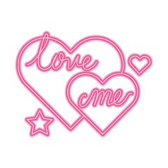love me lettering with hearts isolated icon