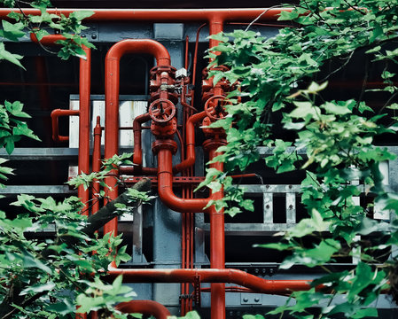 赤いパイプラインと緑　Processed with VSCO with j5 preset