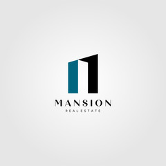 real estate building logo mansion number one vector illustration