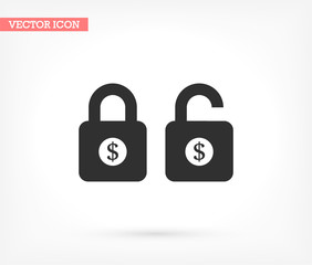 Lock dollar vector icon , lorem ipsum Flat design
