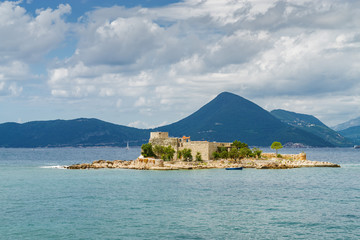 Fototapeta na wymiar Sunny view of Kotor bay from Lustica peninsula, Montenegro.