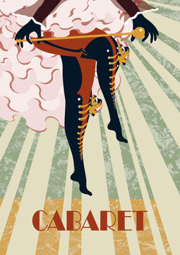 Cabaret Burlesque dancers background poster with women legs
