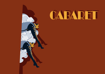 Cabaret Burlesque dancers background poster with women legs
