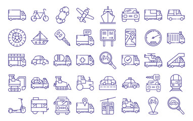 Isolated vehicles icon set vector design
