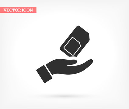 sim card in the hand icon , lorem ipsum Flat design