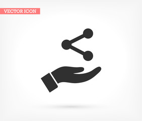 Network icon in the hand , lorem ipsum Flat design
