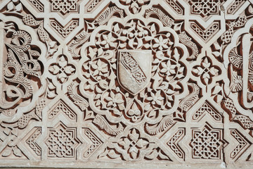 Alhambra Nazari palace with Muslim art decoration